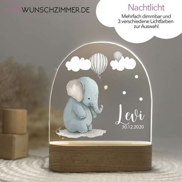 Cadeau olifant geboorte, nachtlampje kinderen, nachtlampje gepersonaliseerd, nachtlampje baby, babycadeau geboorte, lamp kinderkamer