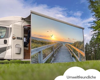 Telo di copertura per tendalino di camper e roulotte, telo parasole, schermo per la privacy, protezione solare, stampa personalizzata, campeggio, taglia selezionabile