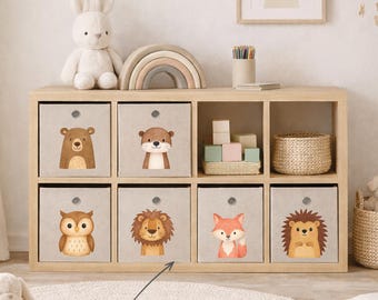 6 Aufkleber für Aufbewahrungsboxen | Ordnung im Kinderzimmer | Spielzeug Sticker | Montessori | Kinderzimmer Deko / Sticker Kallax / Tiere