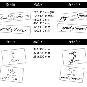 Hochzeit Kennzeichen versch. Größen, Herz in Schwarz, KFZ Schild, Heirat, Nummernschild, grod gheirat, Autokennzeichen, Wedding, Mr und Mrs Bild 3