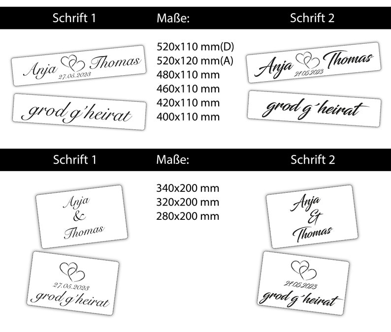 Hochzeit Kennzeichen versch. Größen, Herz in Schwarz, KFZ Schild, Heirat, Nummernschild, grod gheirat, Autokennzeichen, Wedding, Mr und Mrs Bild 3