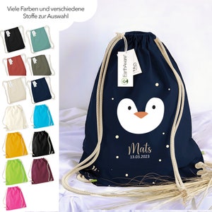 Sac de sport premium pingouin personnalisé, sac à dos en tissu pour enfants à fermer, sac à chaussures 12L, sac de sport maternelle, coton