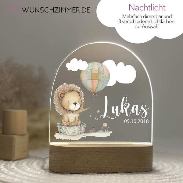 Geschenk Löwe Geburt, Nachtlicht Kinder, Nachtlicht personalisiert, Nachtlicht Baby, Babygeschenk Geburt, Lampe Kinderzimmer