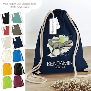 Sac de sport premium Dino personnalisé, sac à dos en tissu pour enfants à fermer, sac à chaussures 12L, sac de sport maternelle, coton,