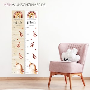 Barra de medição unicórnio infantil 70-140 cm, barra de medição madeira infantil, barra de medição, bebê, presente de batismo, barra de medição personalizada, quarto infantil, nascimento
