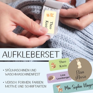 Set adesivi adesivi con nome, oggetti e abbigliamento, asilo nido, scuola dell'infanzia, scuola, adesivi con nome personalizzati, adesivi con nome, adesivi