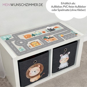 Naklejki Play Street Ikea Kallax zestaw 2 sztuk, naklejki na meble, zabawki, ulica, folia uliczna, kolorowy, autostrada, prezent, dziecko, odporny na zarysowania, bez PCV