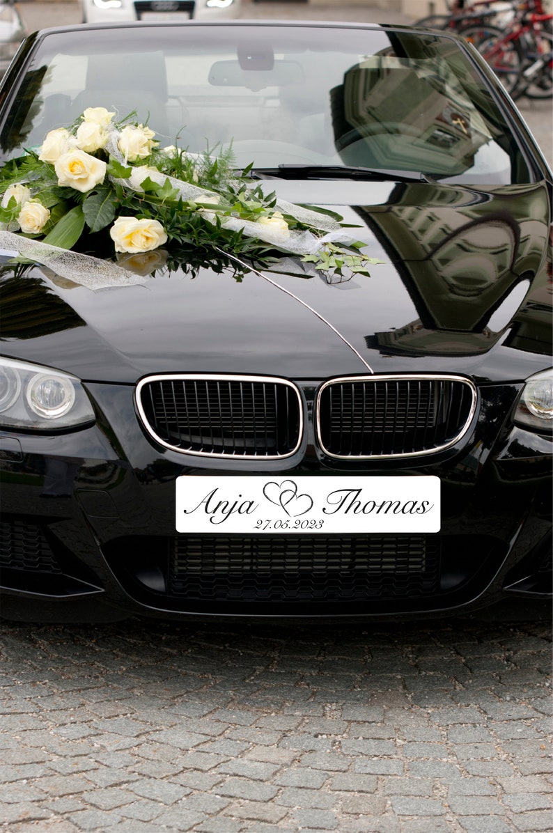 Hochzeit Kennzeichen versch. Größen, Herz in Schwarz, KFZ Schild, Heirat, Nummernschild, grod gheirat, Autokennzeichen, Wedding, Mr und Mrs Bild 2