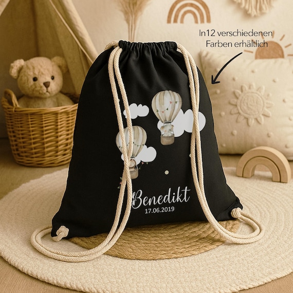 Sac à Dos Cordon En Coton Naturel – Sac De Sport Pour Enfants, Multi Usage, Avec Design Jungle, Lavable Et Léger
