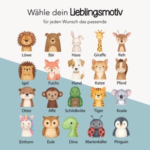 Puede incluir: Ilustraci&oacute;n en acuarela con varios animales, incluyendo un le&oacute;n, un oso, un conejo, una jirafa, un ciervo, un erizo, un zorro, un perro, un gato, un caballo, una nutria, un mono, una tortuga, un tigre, un koala, un unicornio, un b&uacute;ho, un dinosaurio, una mariquita y un ping&uuml;ino.