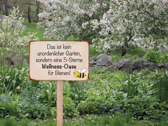 Schild 'Kein Unordentlicher Garten – Bienenwiese' – Rustikales Forstschild Aus Deutschland