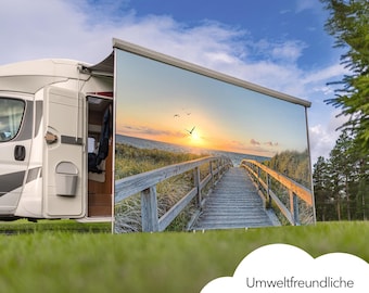 Telone per tenda da sole per camper e roulotte, striscioni per tenda da sole, schermature per la privacy, protezione solare, stampa personalizzata, campeggio, dimensioni selezionabili