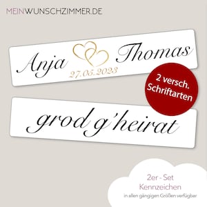 Hochzeit Kennzeichen versch. Größen, Herz in Gold, KFZ Schild, Heirat, Nummernschild, grod gheirat, Autokennzeichen, Wedding, Mr und Mrs Bild 1