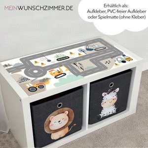 Naklejki Play Street Ikea Kallax zestaw 2 sztuk, naklejki na meble, zabawki, ulica, plac budowy, koparka, traktor, BOHO, prezent, dzieci, odporne na zarysowania