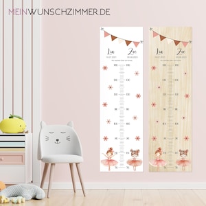Bailarina com bastão de medição irmão, crianças 70-140 cm, gêmeos, bastão de medição madeira infantil, presente de batismo, personalizado, quarto infantil, nascimento
