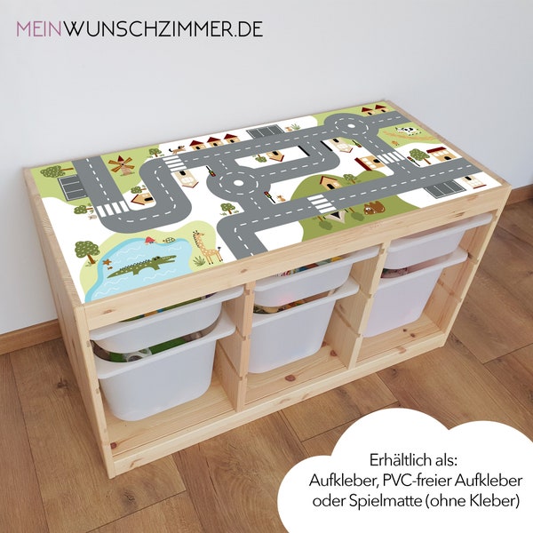 Aufkleber Spielstraße Ikea Trofast, Möbelaufkleber, Spielzeug, Straße, Blau, Geschenk, Kinder, Kratzfest, PVC-Frei