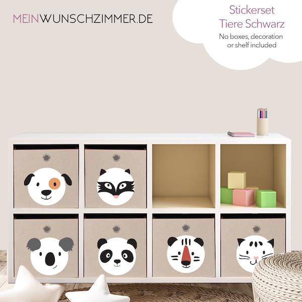 Versch. 6er Sets Boxenaufkleber, Sticker für Faltboxen, Kinderzimmerdeko, Dekoration