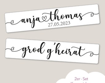 Hochzeit Kennzeichen versch. Größen, Herzschrift, KFZ Schild, Heirat, Nummernschild, grod gheirat, Autokennzeichen, Wedding, Mr und Mrs