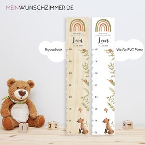 Barra de medir bosque 2 niños 70-140 cm, barra de medir madera infantil, barra de medir, bebe, regalo de bautizo, barra de medir personalizada, habitación infantil, nacimiento