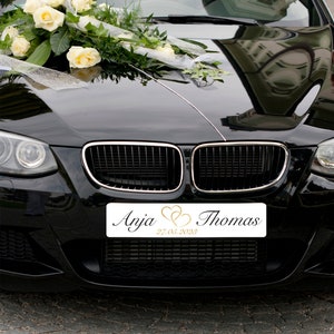 Wedding license plate different sizes, heart in gold, car license plate, marriage, license plate, grandmother, car license plate, wedding, Mr and Mrs image 2