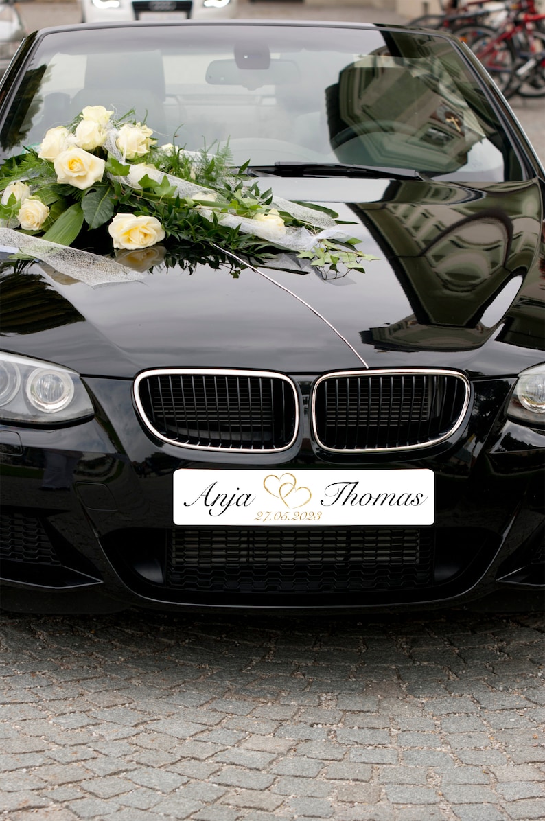 Wedding license plate different sizes, heart in gold, car license plate, marriage, license plate, grandmother, car license plate, wedding, Mr and Mrs image 2