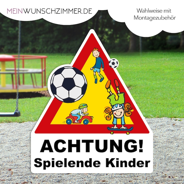 Schild Achtung spielende Kinder, Aluverbund, Warnschild, Kinder, Straßenschild, Kindergarten