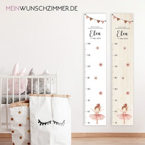 Ballerina meetstok, kinderen 70-140 cm, houten kindermaatstok, meetstok, baby, doopcadeau, gepersonaliseerde meetstok, kinderkamer, geboorte