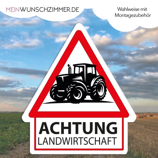 Schild Achtung Landwirtschaft, Aluverbund, Warnschild, Bauernhof, Traktor, Landwirt, gegen Raser, Sicherheit, Ernte