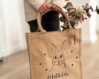 Pasen, paastas, paasmand, jute paastas, gepersonaliseerde paasmand, jute paastas, paascadeau voor kinderen