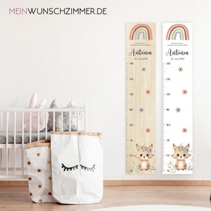 Barra de medição raposa infantil 70-140 cm, barra de medição madeira infantil, barra de medição, bebê, presente de batismo, barra de medição personalizada, decoração de quarto infantil, nascimento