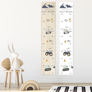 Vara de medição de irmãos veículos de construção estreitos crianças 70-150 cm, gêmeos, madeira, bebê, presente de batismo, personalizado, quarto infantil, nascimento