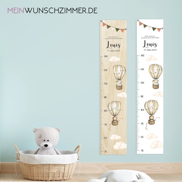 Messlatte Heißluftballon Kinder 70-140cm,Messlatte Kinder Holz, Messlatte, Baby, Taufgeschenk, Messlatte personalisiert, Kinderzimmer,Geburt