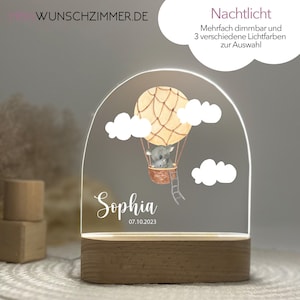 Gift hot air balloon koala birth, night light children, night light personalized, night light baby, baby gift birth, lamp children's room