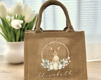 Pasen, paastas, paasmand, jute paastas, gepersonaliseerde paasmand, jute paastas, paascadeau voor kinderen