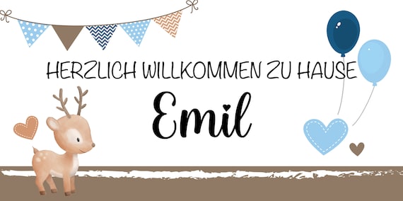 LOHAME Banner di benvenuto a casa, 300 x 50 cm, dimensioni striscione per la nascita del bambino, rosa, cicogna, nascita, festone per feste, baby shower, sfondo decorativo, decorazione per la casa