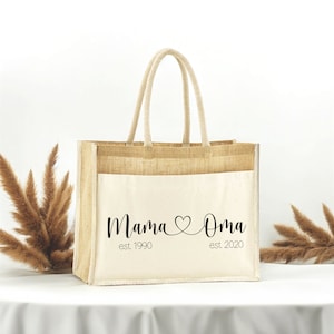 Sac en jute personnalisé maman & grand-mère | Sac de marché | Cadeau | Cadeaux personnalisés | Fête des Mères | Cadeau pour maman | Cadeau fête des mères