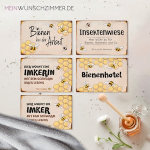 Verschiedene Bienen Schilder, Garten, Insektenfreundlich, Bienengarten, Zuhause, Polysterol, Imker