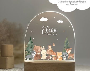 Geschenk Waldtiere Geburt, Nachtlicht Kinder, Nachtlicht personalisiert, Nachtlicht Baby, Babygeschenk Geburt, Lampe Kinderzimmer