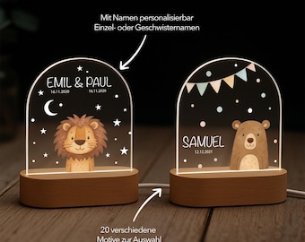 Geschenk Geburt, Nachtlicht Kinder, Nachtlicht personalisiert, Nachtlicht Baby, Babygeschenk Geburt, Zwillinge, Kinderlampe, Kinderzimmer
