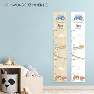 Barra de medição trator infantil 70-140 cm, barra de medição madeira infantil, barra de medição, bebê, presente de batismo, barra de medição personalizada, quarto infantil, nascimento