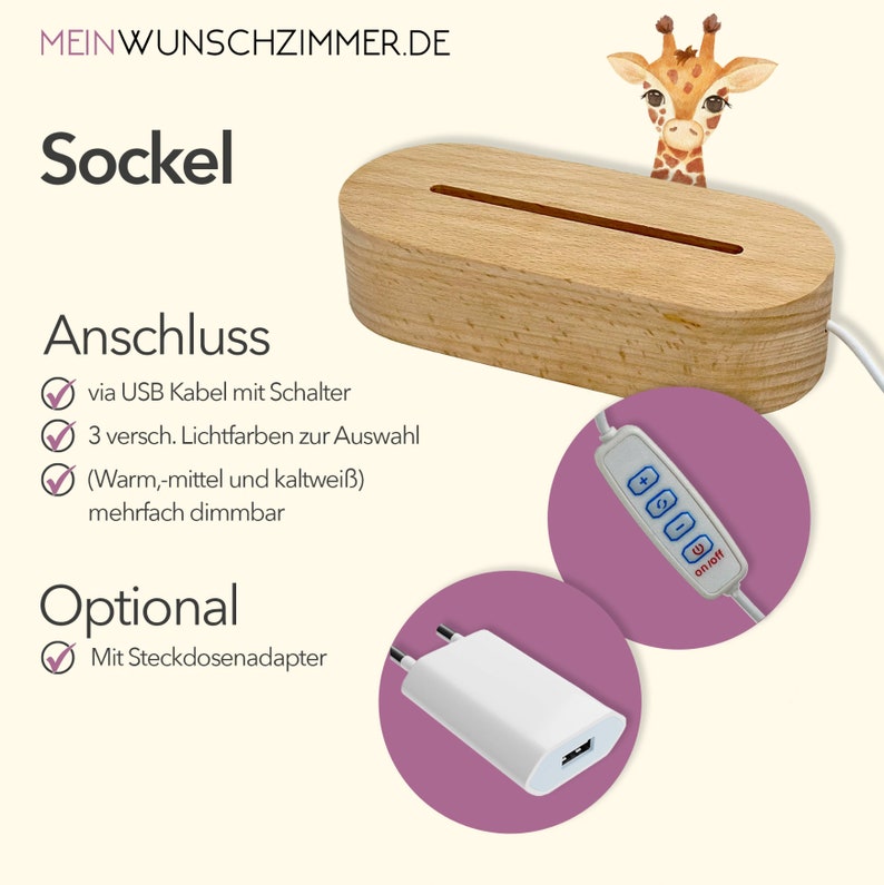 Geschenk Waldtiere Geburt, Nachtlicht Kinder, Nachtlicht personalisiert, Nachtlicht Baby, Babygeschenk Geburt, Lampe Kinderzimmer zdjęcie 3