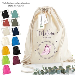 Sac de sport premium papillon personnalisé, sac à dos en tissu pour enfants à fermer, sac 12L, sac de sport maternelle, coton