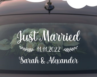 Just Married - Car Stickers with Names and Date - Wedding Stickers - Wedding Car - Marry Stickers