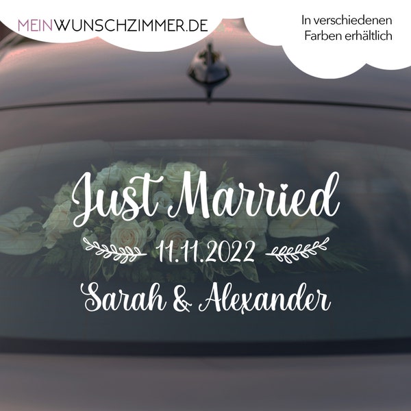 Just Married - Car Stickers with Names and Date - Wedding Stickers - Wedding Car - Marry Stickers