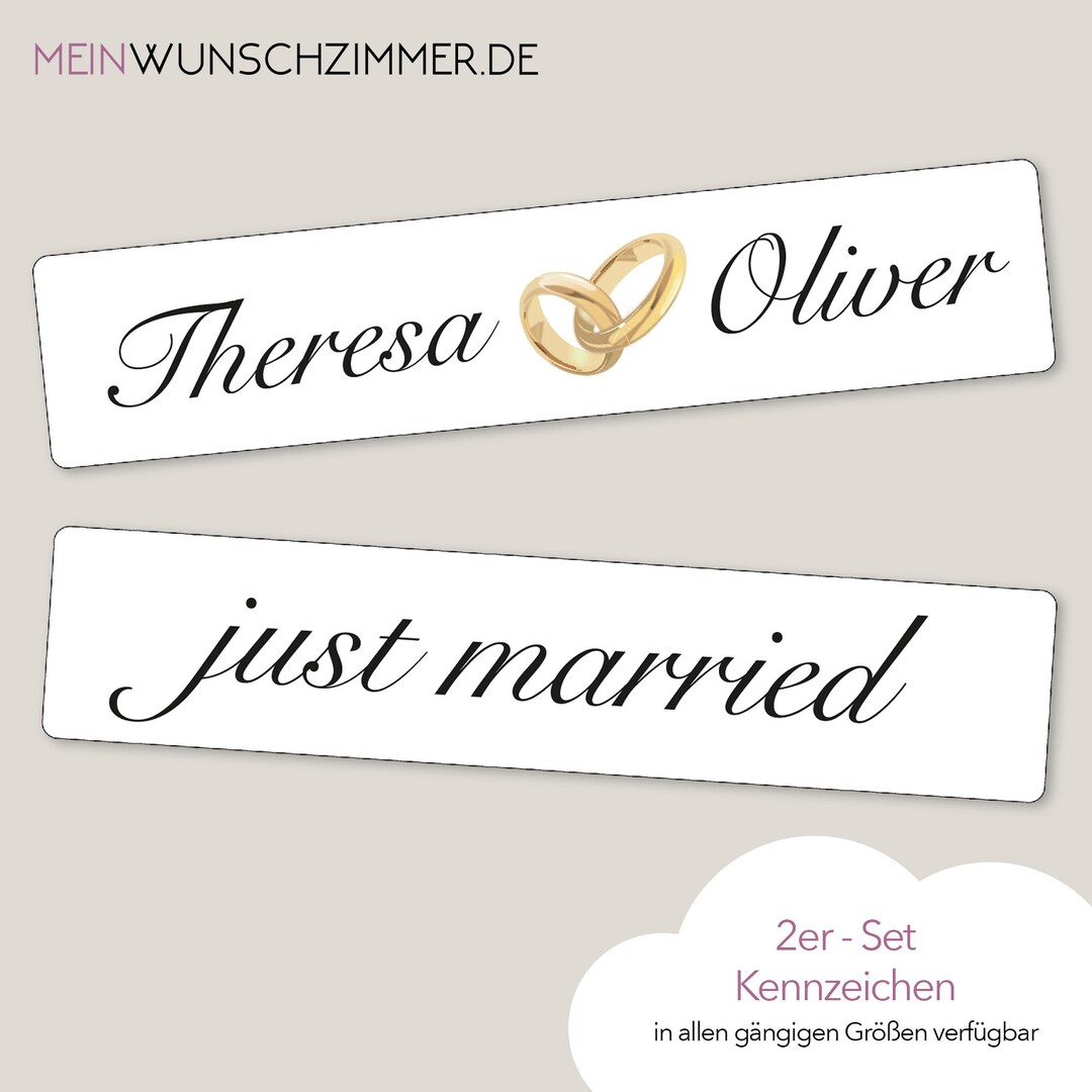 Nummernschild Hochzeit versch. Größen, KFZ Schild, Heirat, Hochzeit