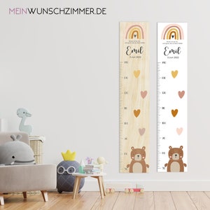 Maatlat beer kinderen 70-140 cm, maatlat kinderhout, maatlat, baby, doopcadeau, maatlat gepersonaliseerd, kinderkamerdecoratie, geboorte