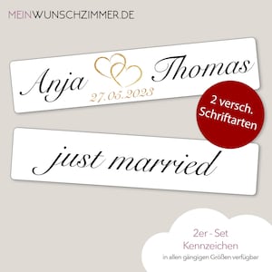 Hochzeit Kennzeichen versch. Größen, Herz in Gold, KFZ Schild, Heirat, Nummernschild, just married, Autokennzeichen, Wedding Bild 1