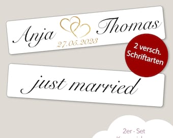 Bruiloft kentekenplaten in verschillende maten, hart in goud, autobord, huwelijk, kenteken, net getrouwd, autokenteken, bruiloft