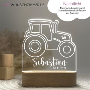 Geschenk Traktor Geburt, Nachtlicht Kinder, Nachtlicht personalisiert, Nachtlicht Baby, Babygeschenk Geburt, Lampe Kinderzimmer