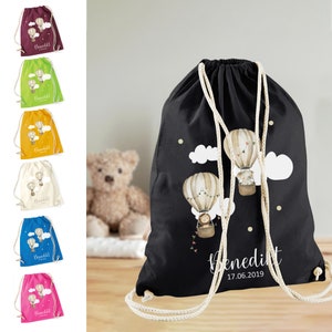 Sac de sport montgolfière personnalisé, sac à dos en tissu pour enfants à fermer, sac à chaussures 12L, sac de sport maternelle, coton